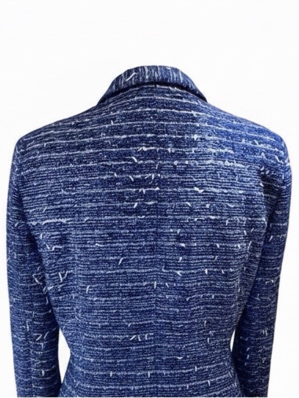 Zenobia Blue Tweed Suit | Chanel-Inspired Textured Blazer & Skirt | Like-New | 8 - Picture 12 of 15